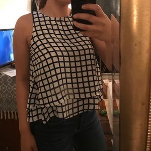 Casual or Business Tank Cream Navy Stripe Plaid